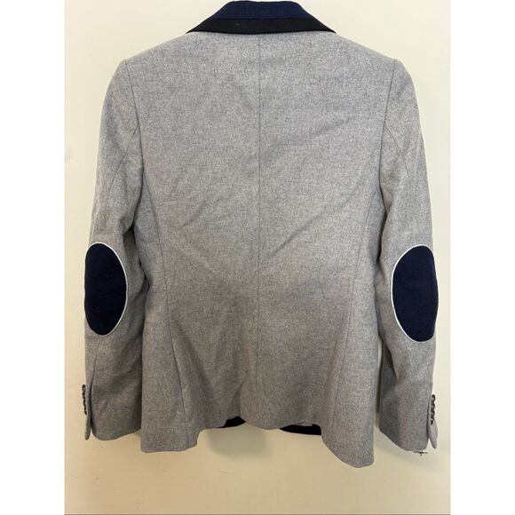 Vilagallo Two Silver Button Blazer Grey Size 38 Elbow Patches Wool Academia Scho - Picture 3 of 6